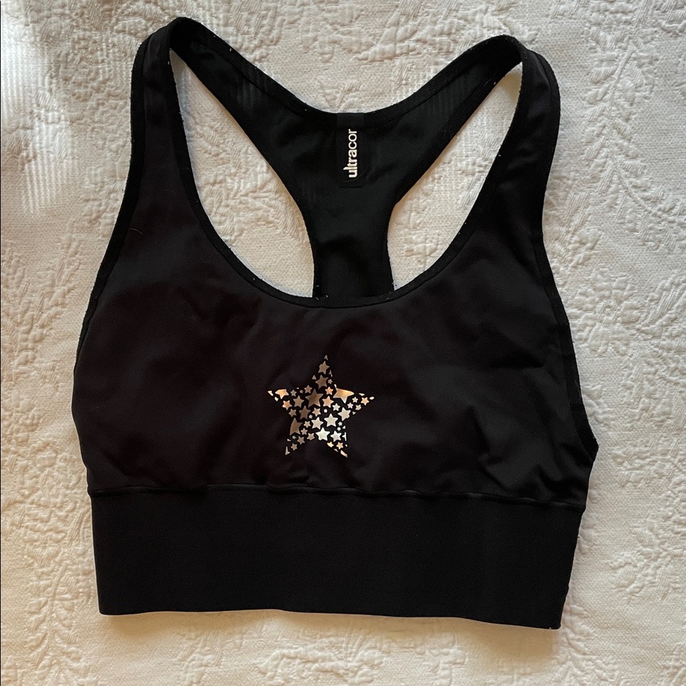 Ultracor Black Sports Bra with Star Design